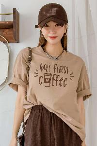 تی شرت زنانه طرح But First Coffee کد.1061